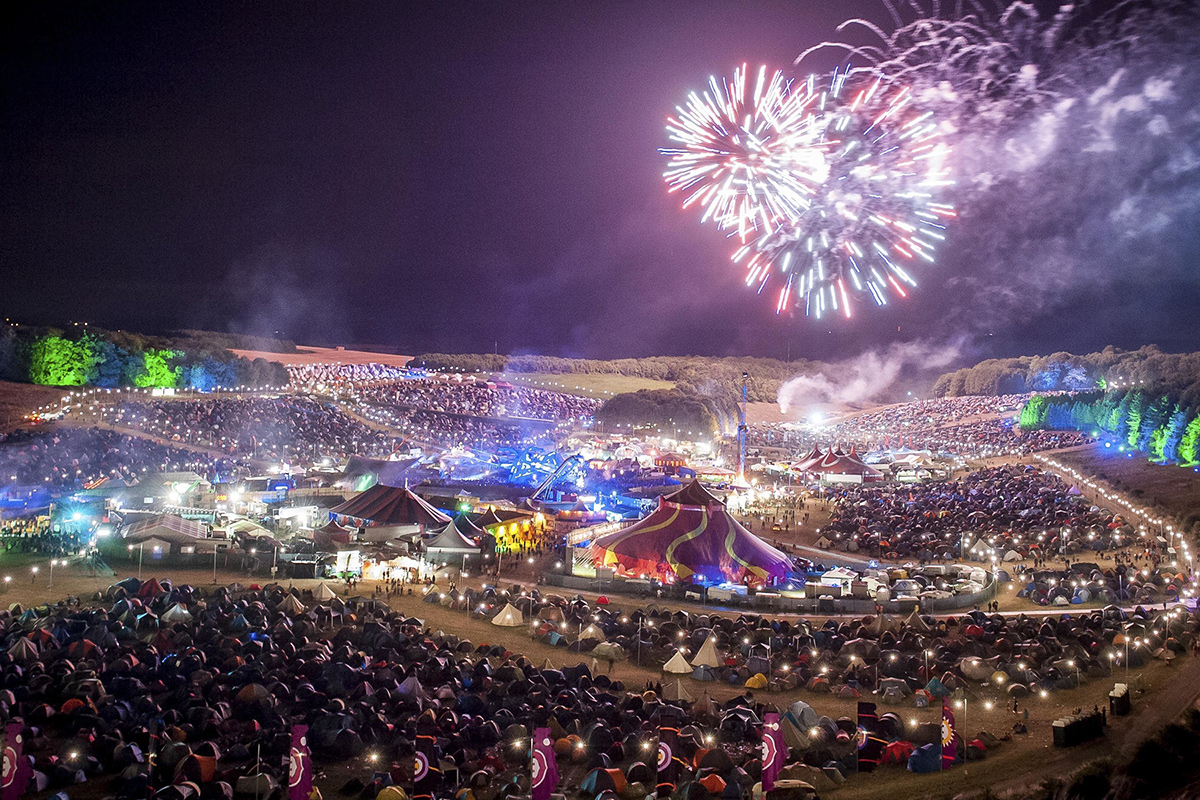 Boomtown Fair festival aerial overview