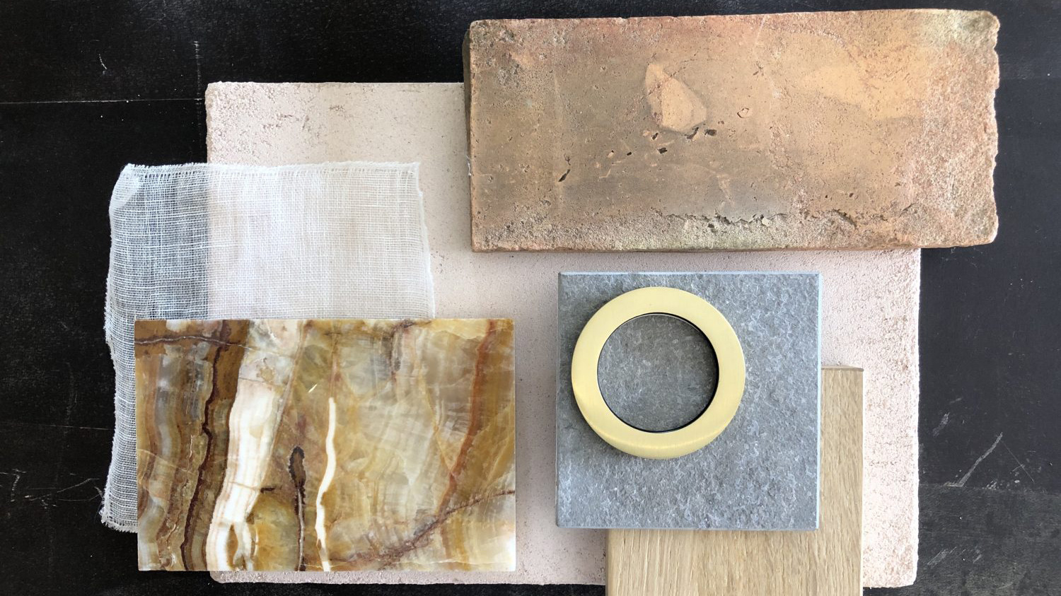 Creative direction process — material palette flat lay